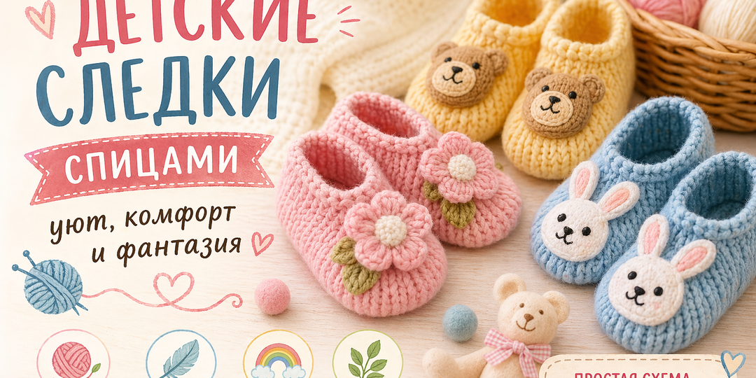 🧶 Детские следки спицами — уют, комфорт и фантазия 👶