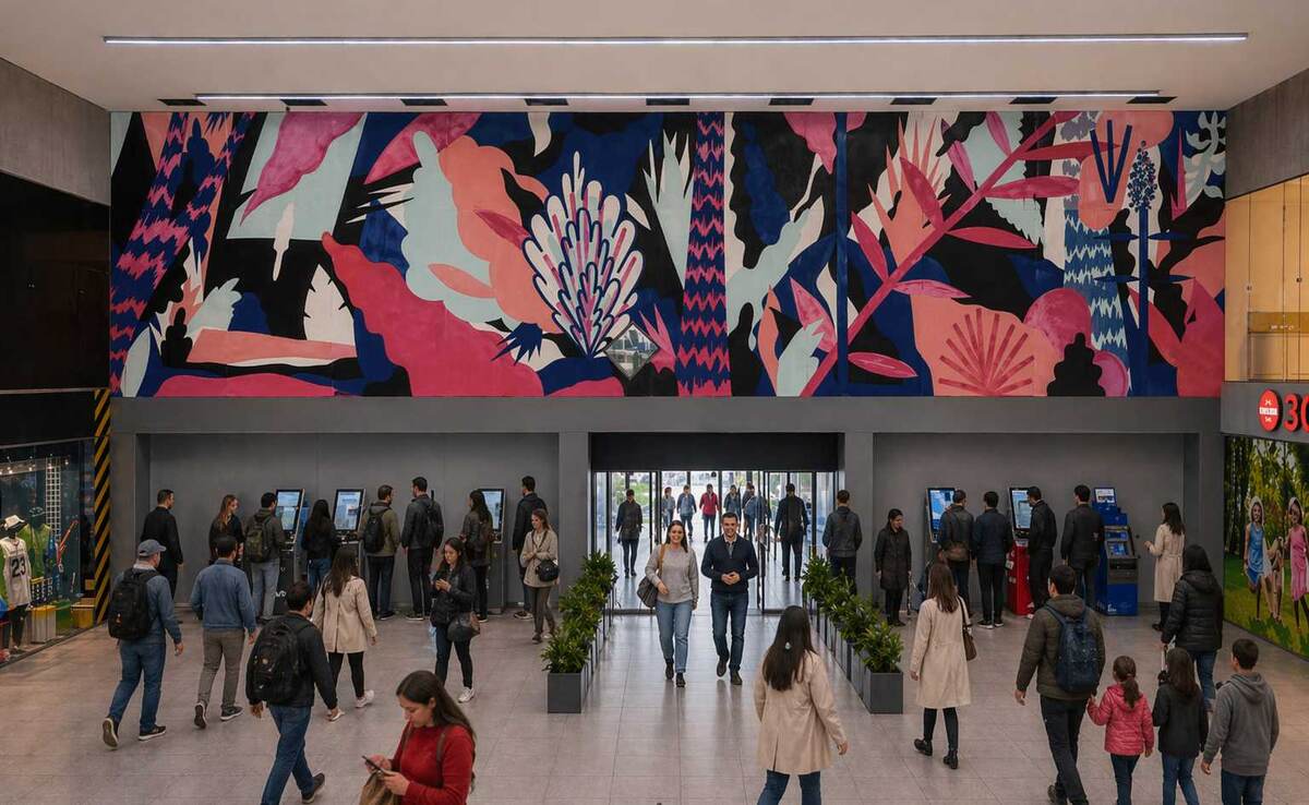 Мурал на стенах торговго центра