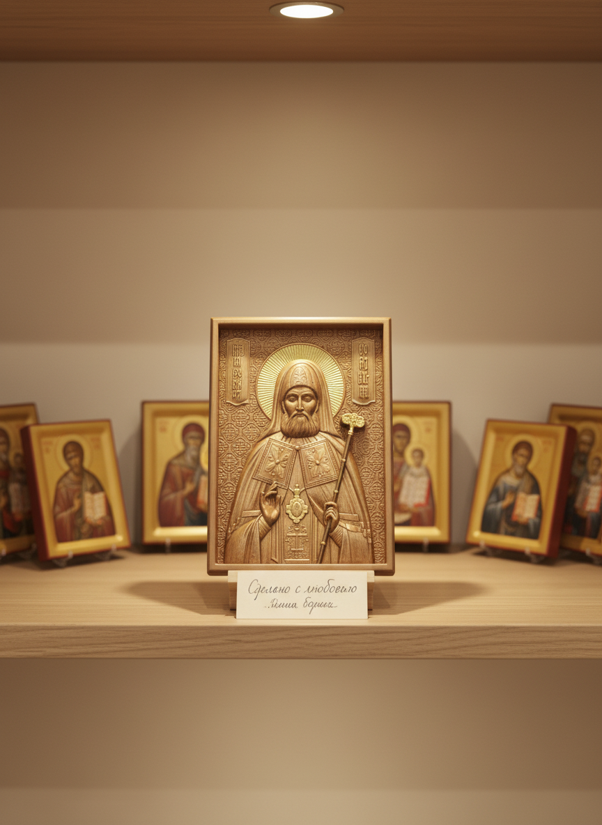 Икона Митрофана Воронежского — это православная икона. Прекрасная деревянная резная икона для вашего дома.
