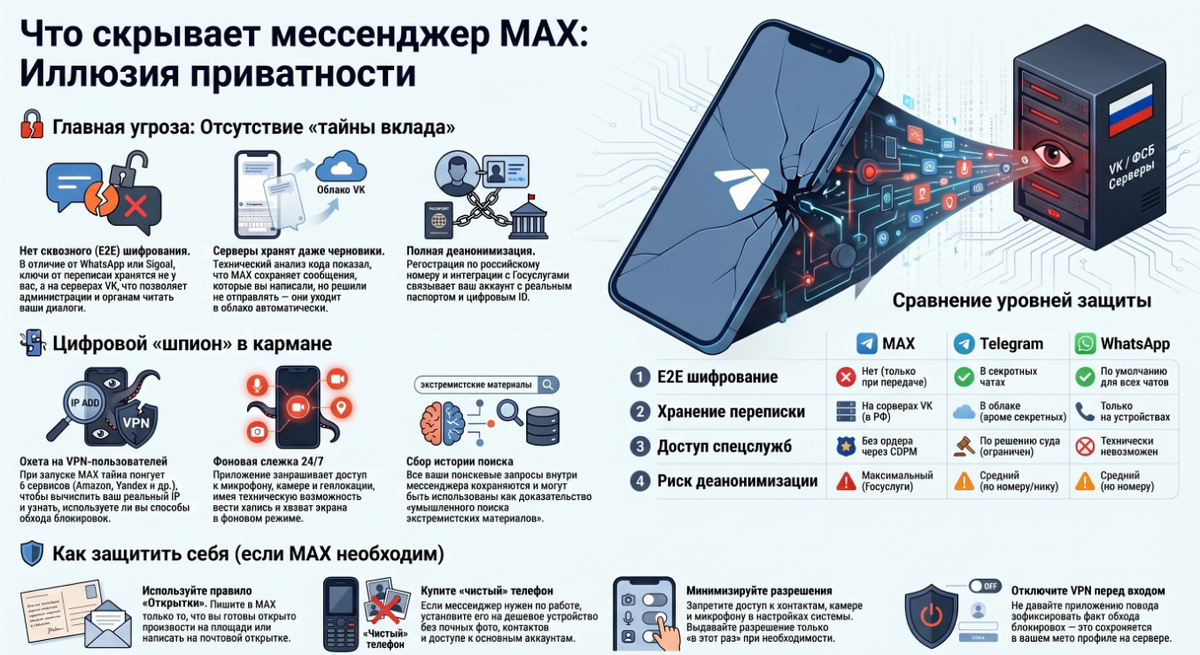 Данный материал носит информационный характер и посвящен анализу уязвимостей MAX, а не пропаганде VPN или способов обхода блокировок. 