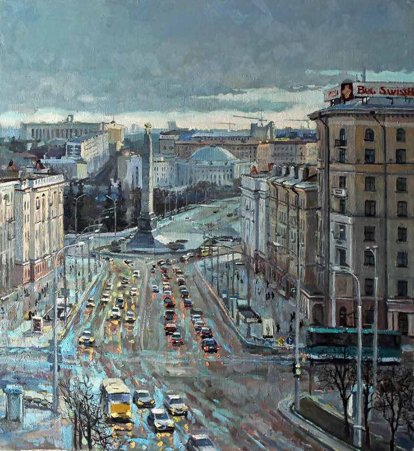 © Алексей Корабельников. Минск после дождя. Холст, масло. 87 х 80 см.  