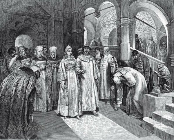 Василий III, великий князь Московский, вводит во дворец невесту свою, Елену Глинскую. Клавдий Лебедев, 1526 г. Источник: ru.ruwiki.ru