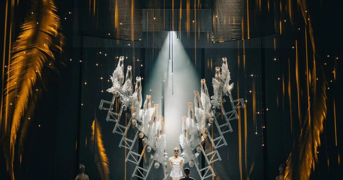 Сцена из спектакля "Лебедь" акробатического театра Гуанчжоу, фотография из открытых источников Яндекса