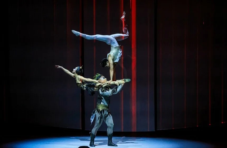 Сцена из спектакля "Лебедь" акробатического театра Гуанчжоу, фотография из открытых источников Яндекса