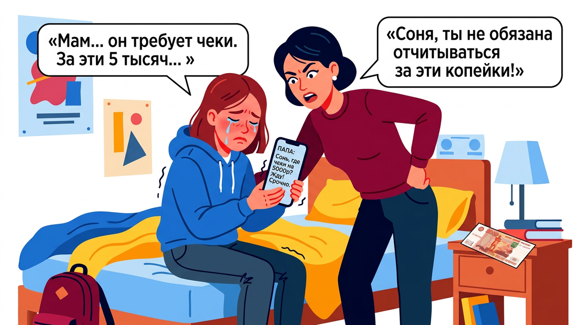 «Мать тратит на маникюр, а не на ребёнка» — отец контролирует алименты в 5 тысяч через дочь 15 лет