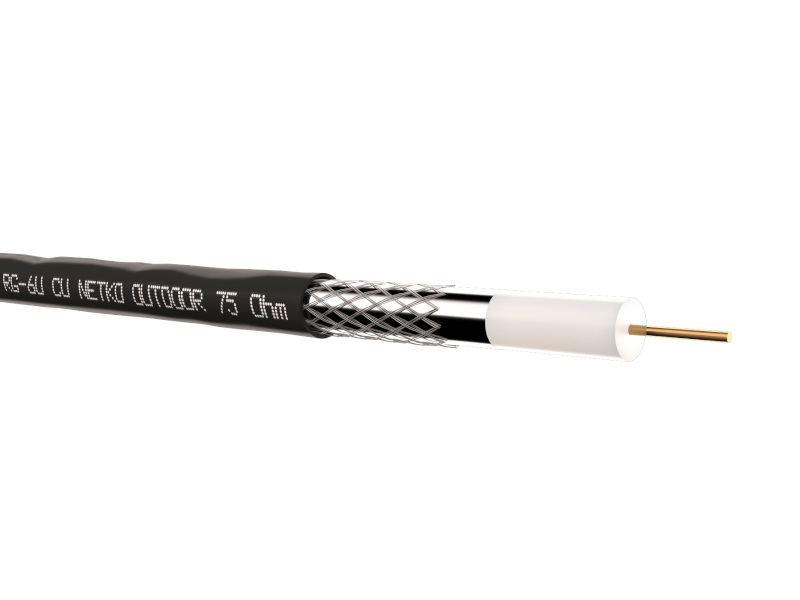Кабель коаксиальный RG-6U, 75 Ом (CU, оплетка 32 нити AL), наружный, черный (100м) NETKO Optima