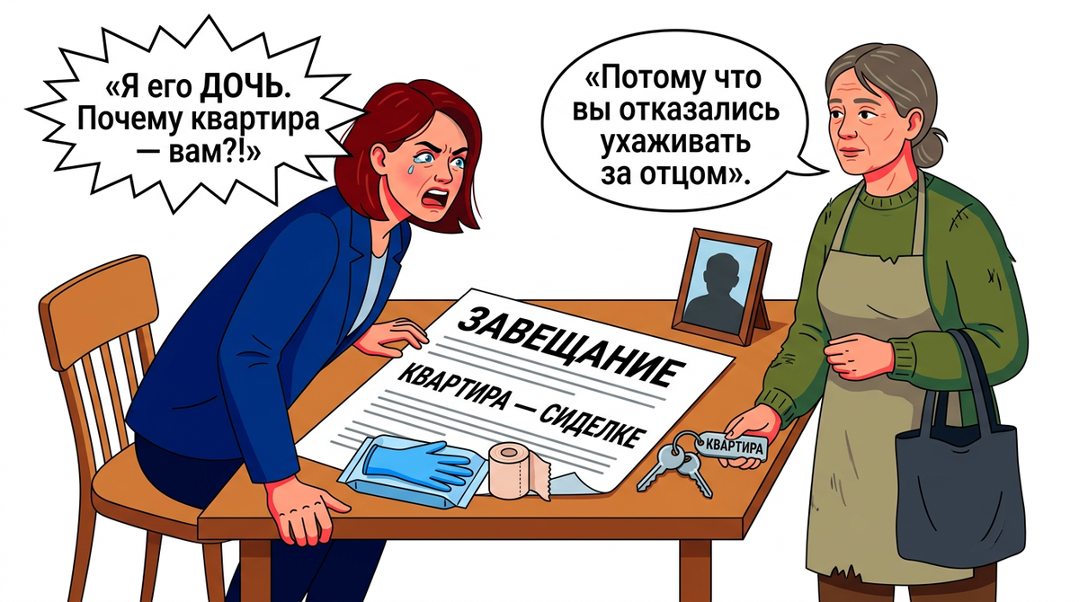 «Я тебя растил, а ты бросила» — отец завещал квартиру сиделке. А я помню, как в 14 лет мыла полы за 50 рублей, чтобы купить хлеб