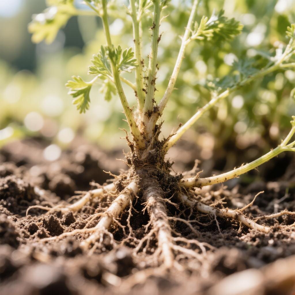 корешки в тяжелой спрессованной земле