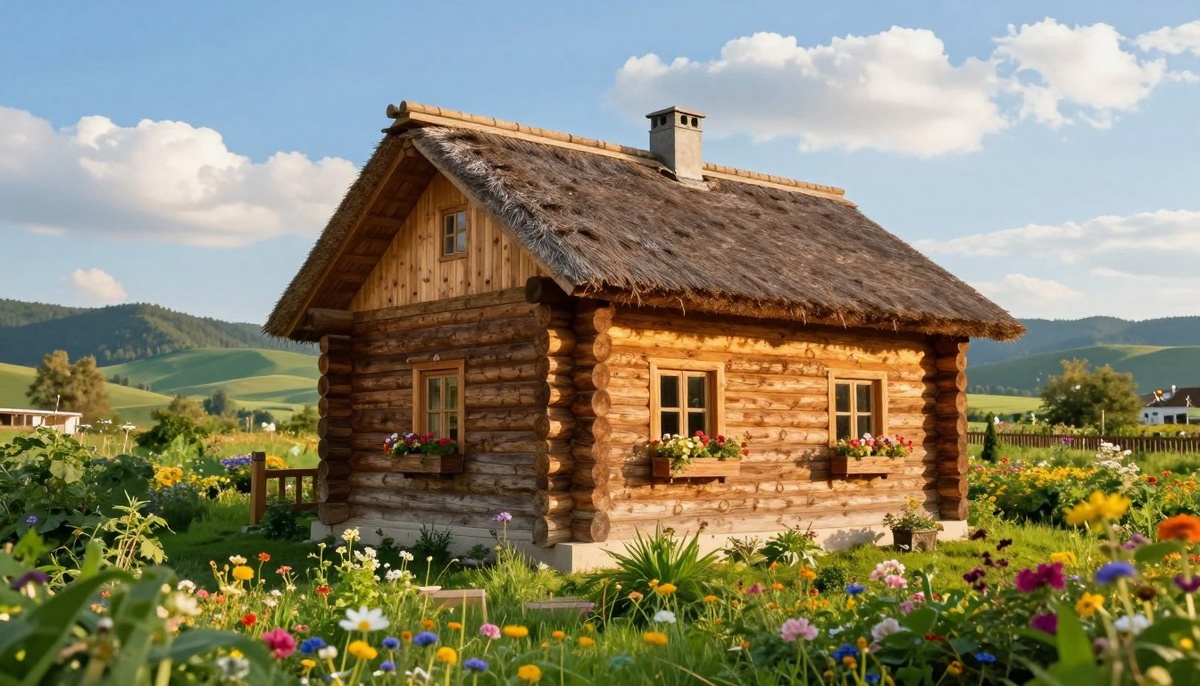 Деревянный дом, коттедж из древесины, дом и бревна, дом из бруса, построить дом