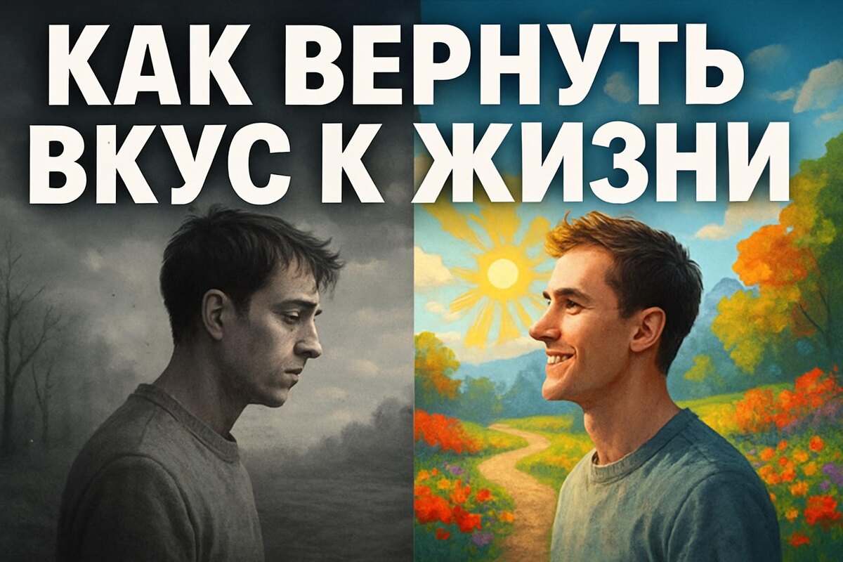 человек смотрит на серый мир, который постепенно становится ярким — символ возвращения чувств и вкуса к жизни