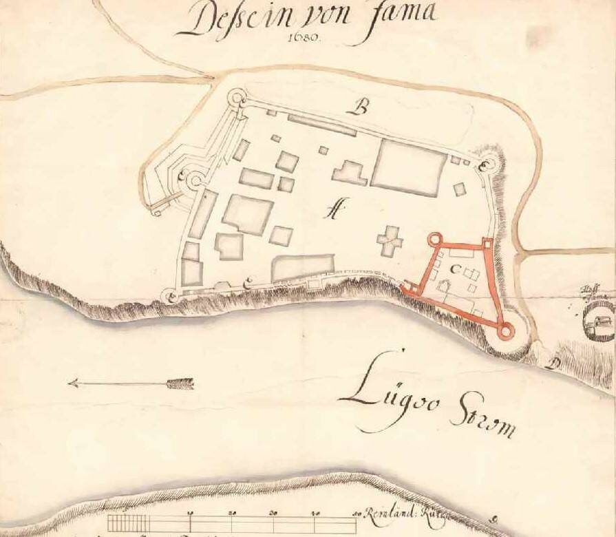 Щведская карта Ямбурга 1680 года.