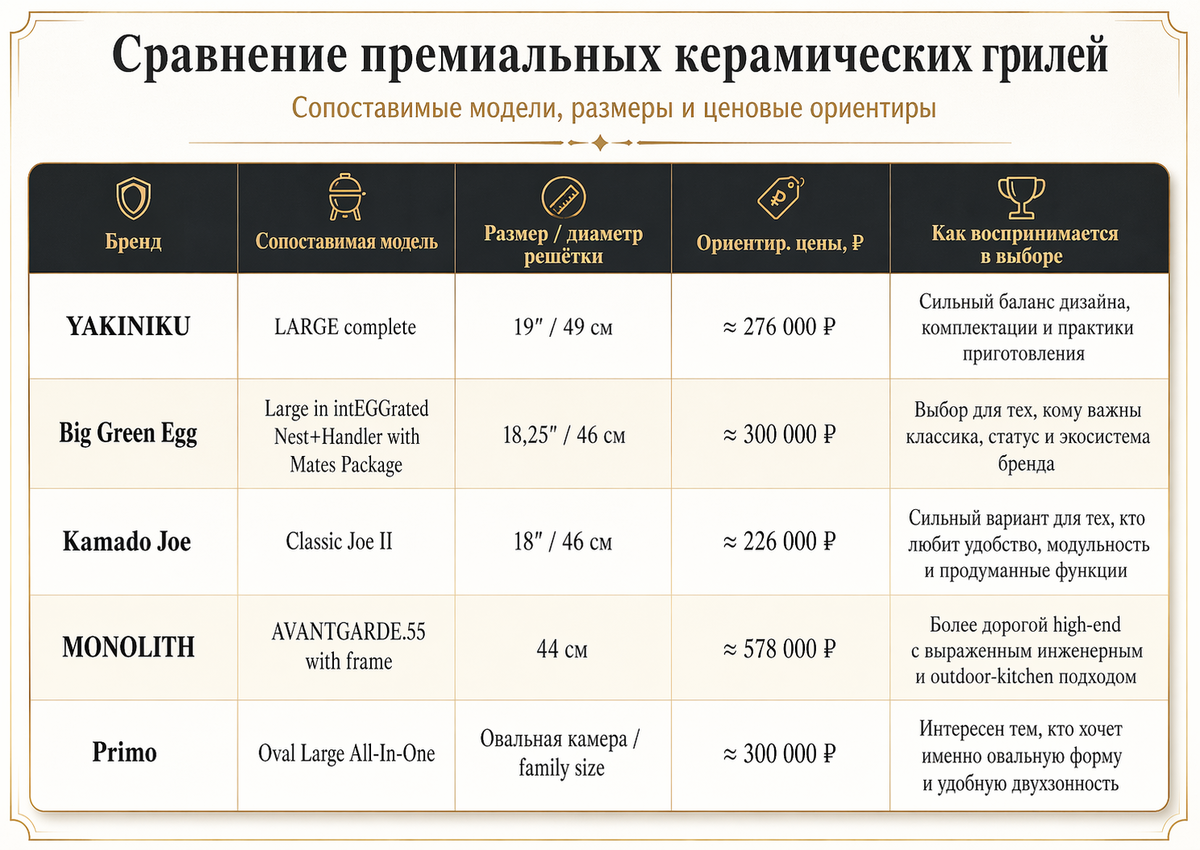 Сравнение премиальных керамических грилей