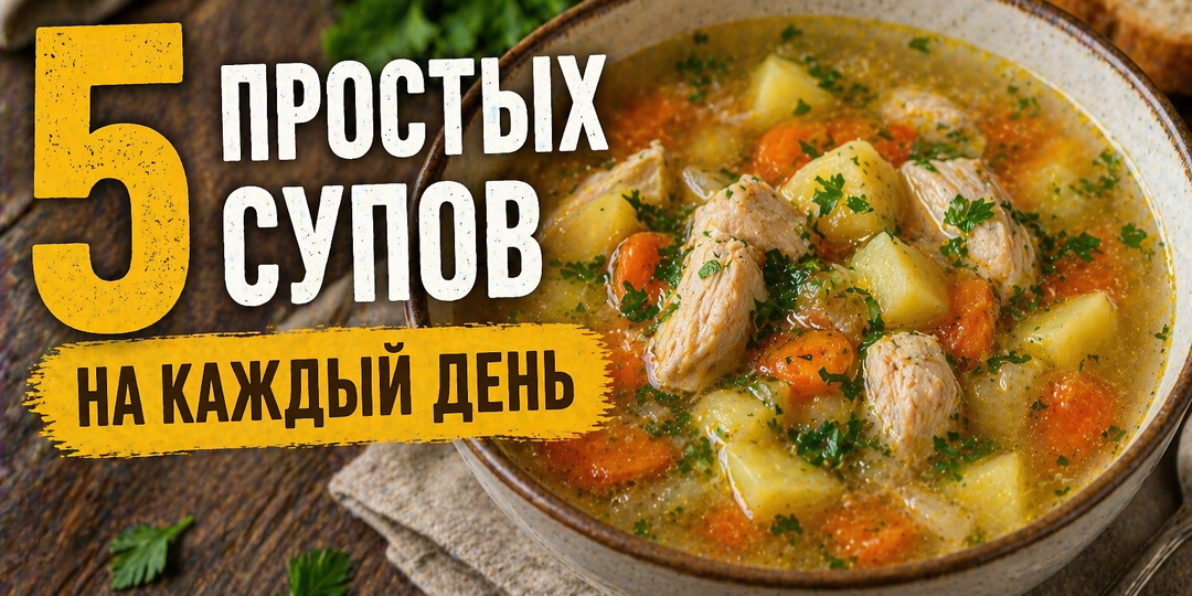 🍲 5 простых супов на каждый день (подробно, с ингредиентами и временем)