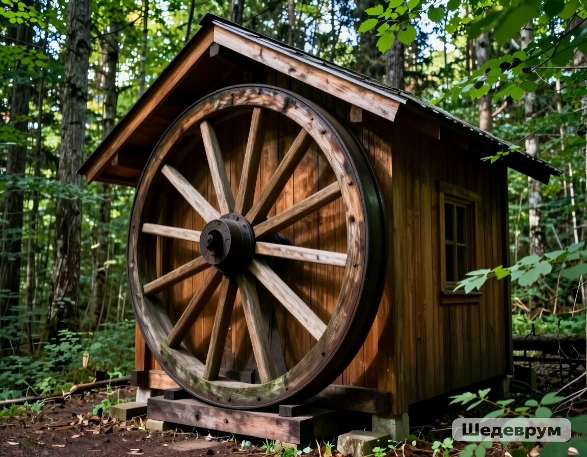 Шедеврум никак не хочет рисовать мне хижину без окон и дверей. Сделаем вид, что окна тут нет.