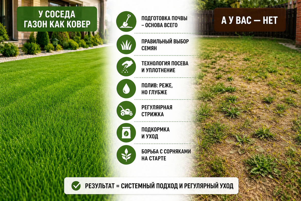 Инфографика: Аспекты качественного газона