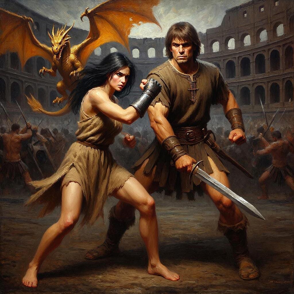 Мечислав и Дианиса на арене в Дарклине