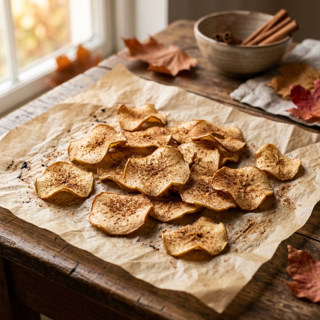 Хрустящие яблочные чипсы с корицей — полезная сладость!