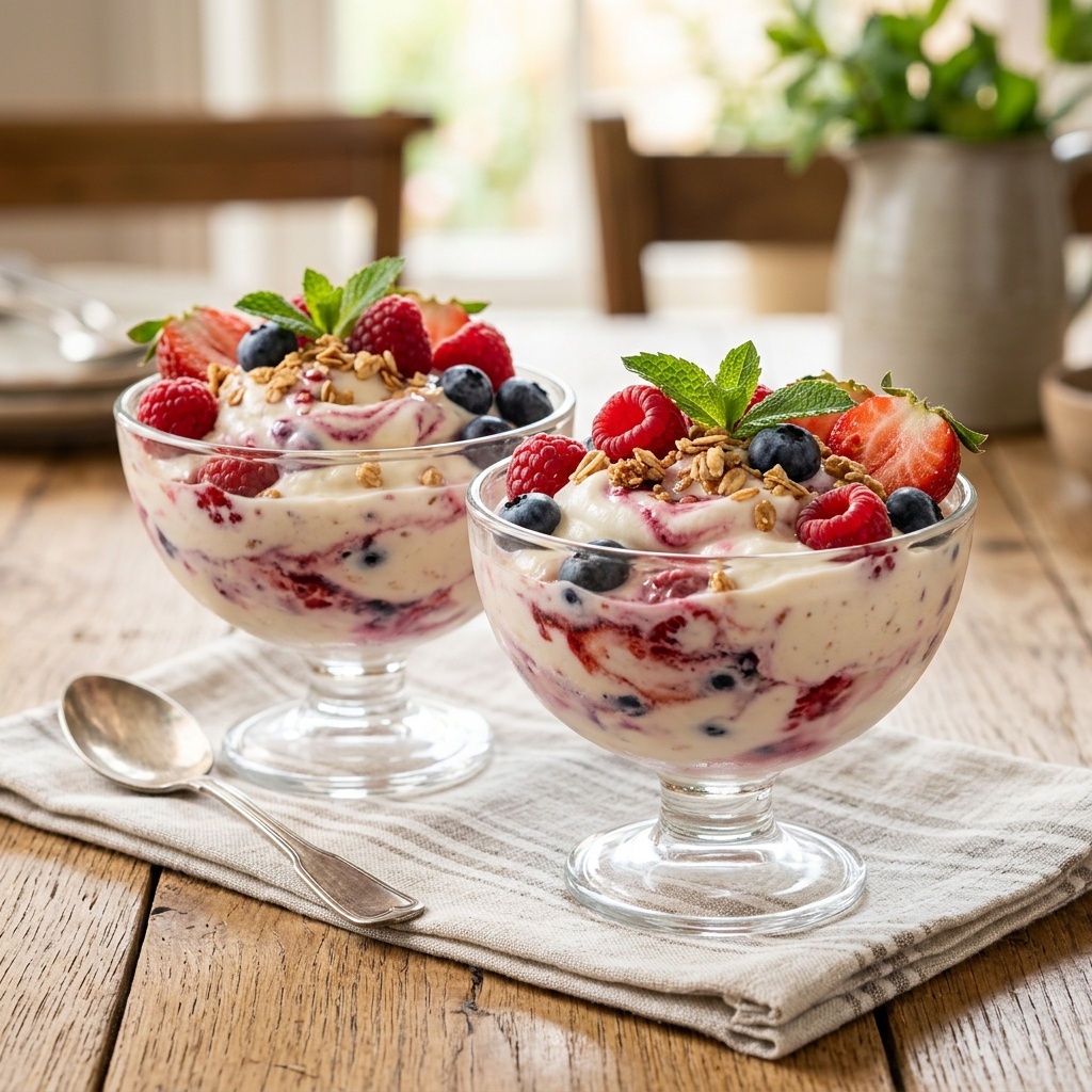 Нежное йогуртовое мороженое с ягодами — домашнее летнее счастье!