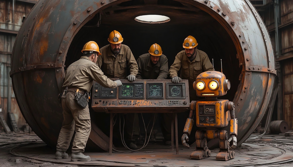 Внутри находилась аппаратура и робот.