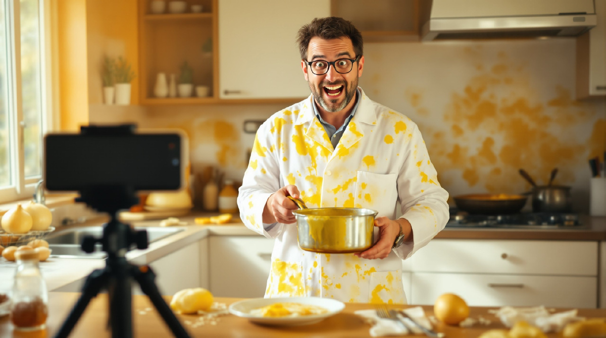 Я хотел научно объяснить ошибки в готовке, но случайно изобрёл новый жанр — кулинарный хаос. И это принесло мне миллионы.