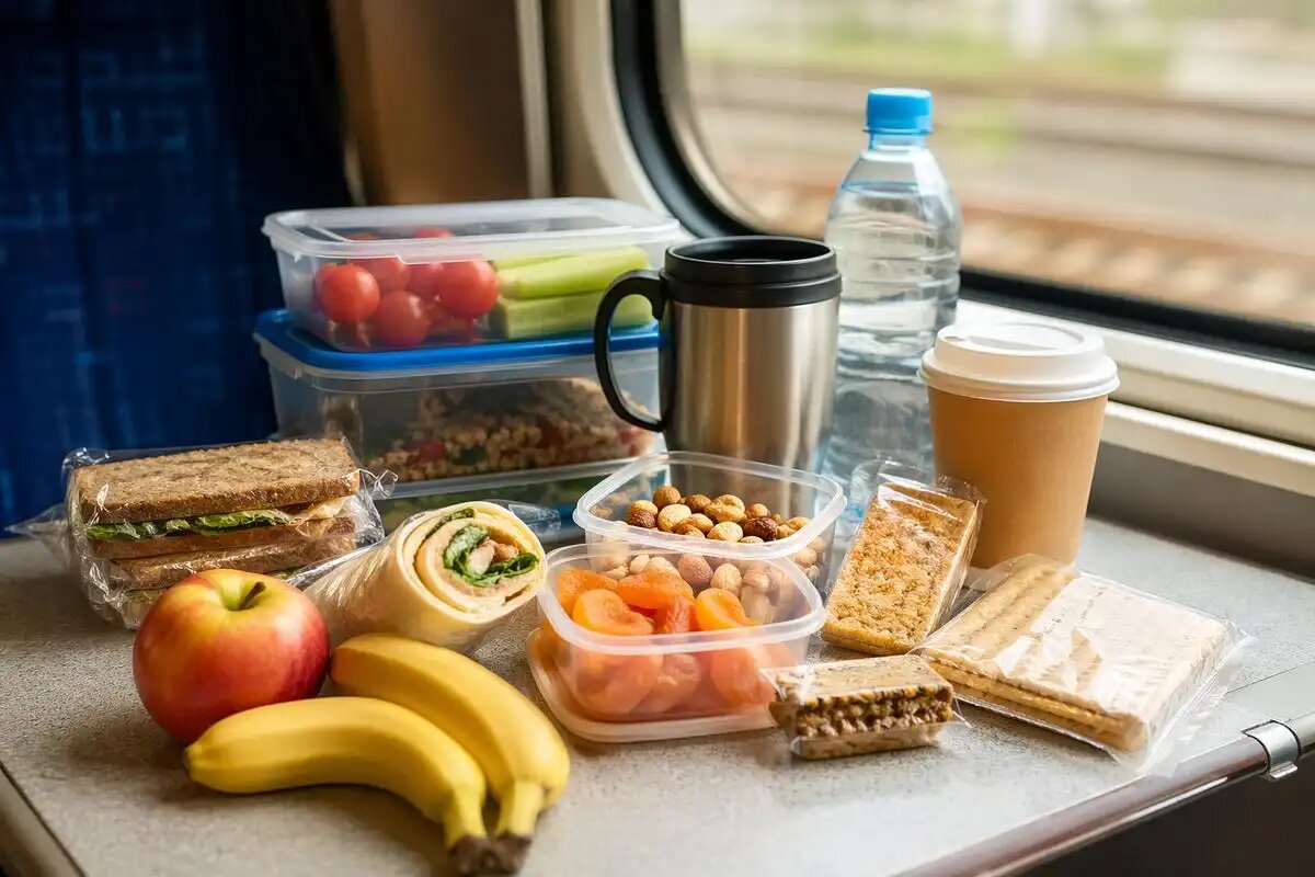    С собой в дорогу в поезд не следует брать еду с резким запахом // Иллюстрация сгенерирована нейросетью