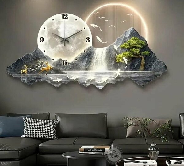 Повесил на стену часы с подсветкой 80 см — и гостиная заиграла по-новому