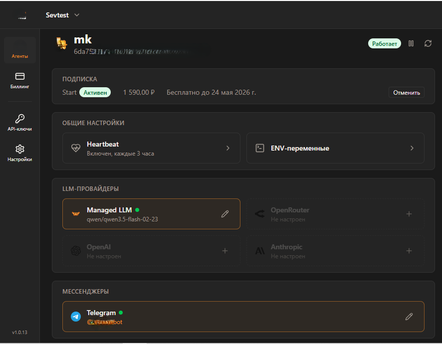 скрин веб-страницы агента