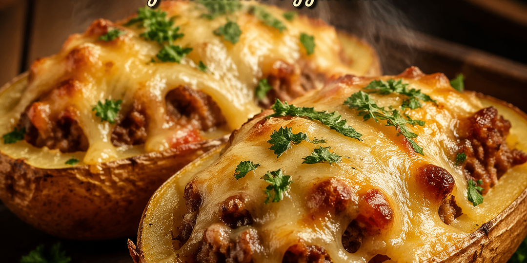 Картофельные лодочки, фаршированные фаршем под сырной шапкой запечённые в духовке