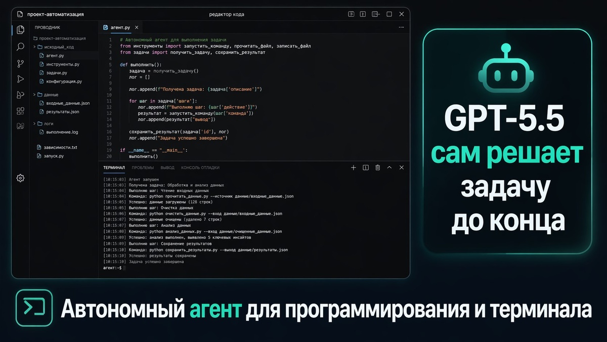GPT‑5.5 сам решает задачу до конца