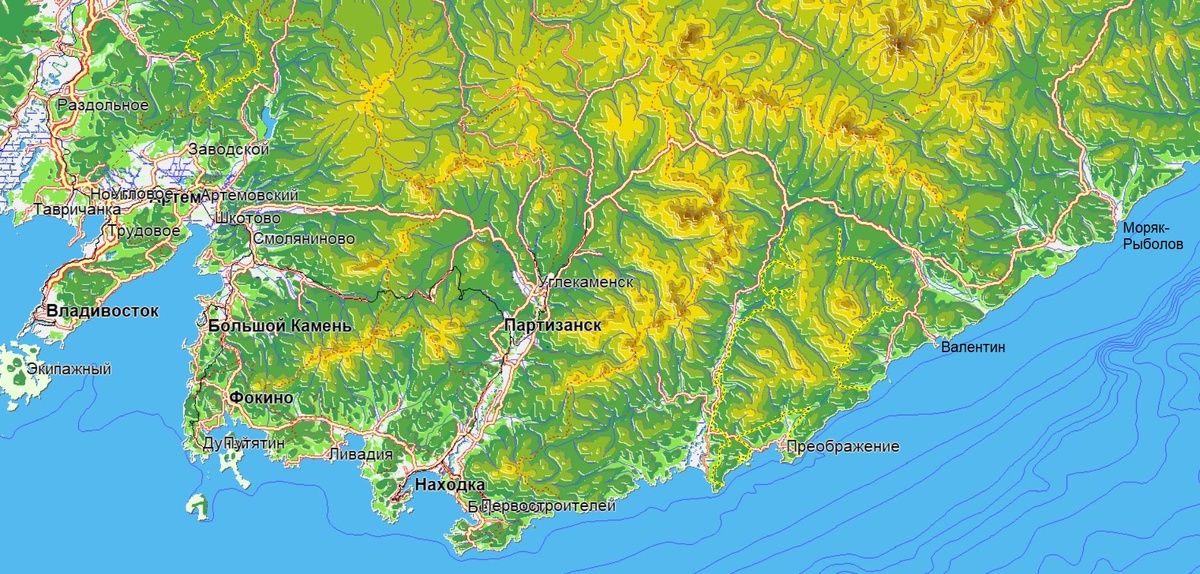 Моряк-Рыболов расположен далеко к востоку от Владивостока.