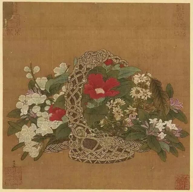«Корзина цветов» (зима) кисти Ли Суна (李嵩《花篮图·冬》), эпоха Сун — один из самых ранних известных примеров «Цингун ту».