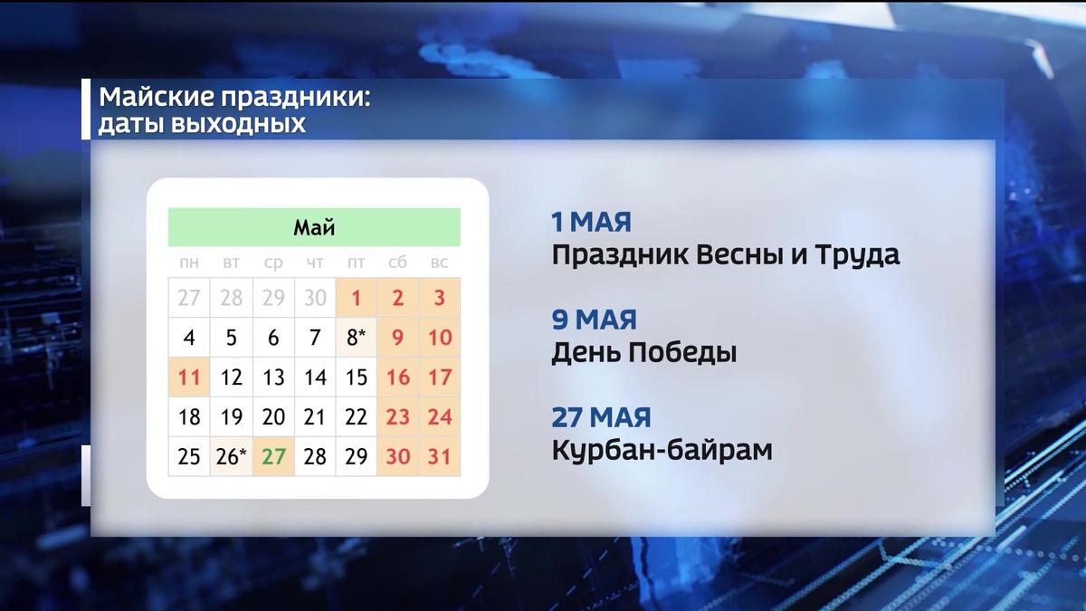    В мае у жителей Башкортостана будет 7 праздничных выходных