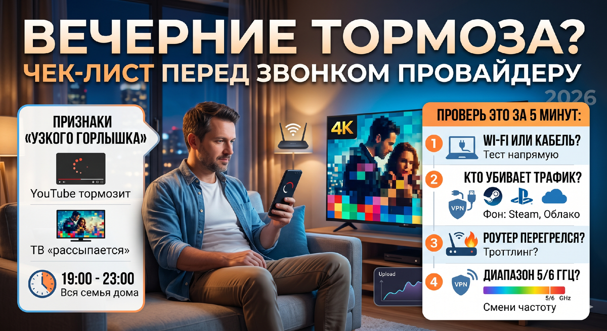 Почему интернет тормозит вечером и что можно проверить самому до звонка провайдеру