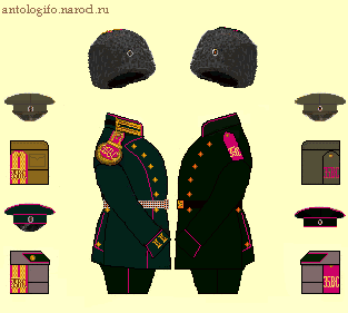 Схеме обмундирования 35-го Восточно-Сибирского стрелкового полка в 1910 году