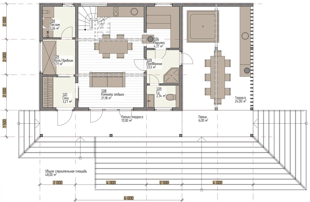 План первого этажа, выдержка из проекта 