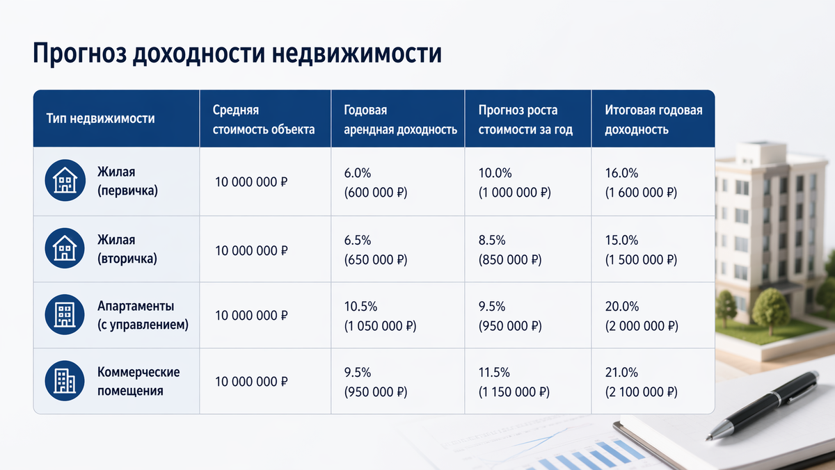 Прогноз доходности недвижимости