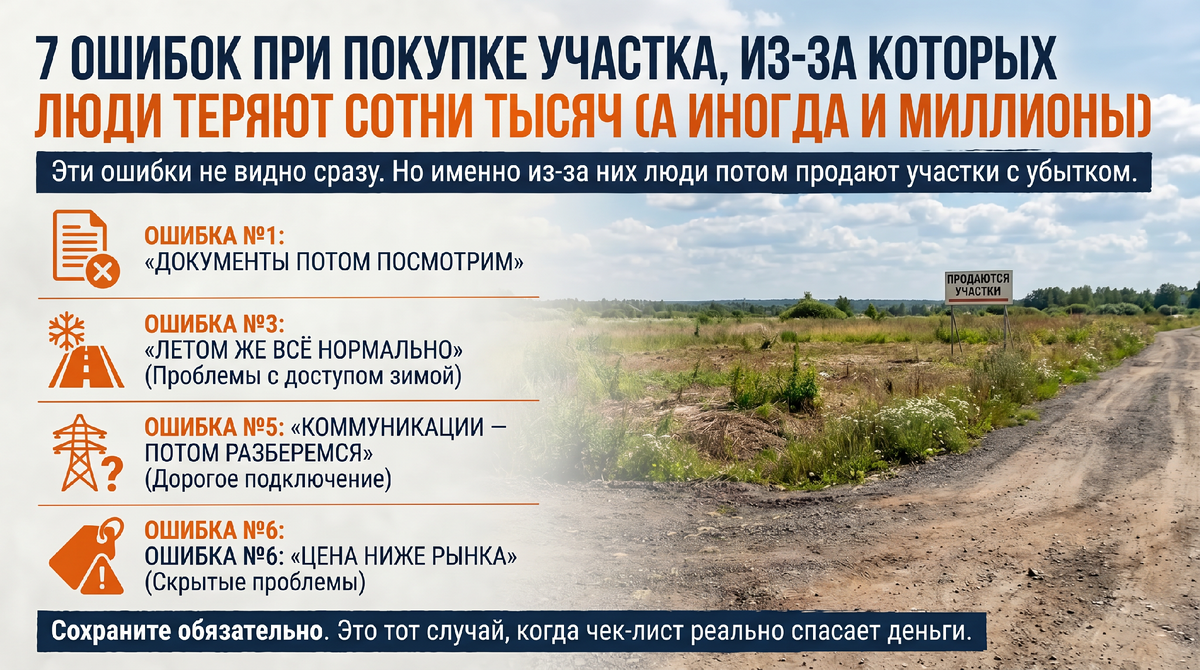7 ошибок при покупке участка, из-за которых люди теряют сотни тысяч (а иногда и миллионы)
