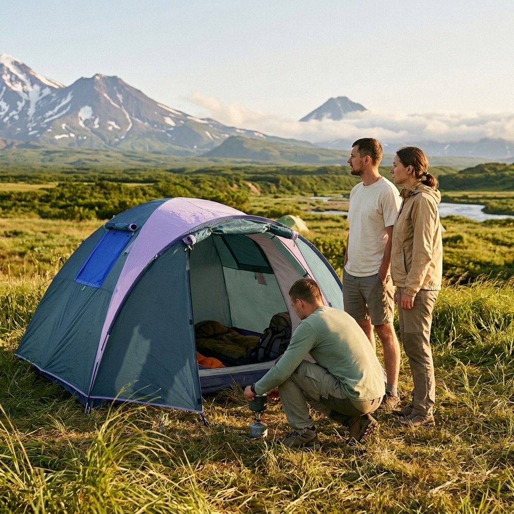    Лучшее снаряжение для кемпинга на Камчатке летом: палатка, обувь и тент для защиты от ветра и дождя у океана admin