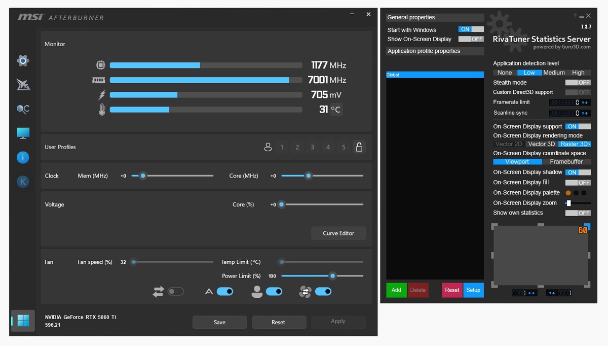 MSI Afterburner отлично работает в связке с RivaTuner Statistics Server