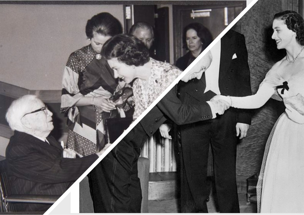 Елизавета II и Чарли Чаплин, коллаж на основе фото из Яндекс картинки