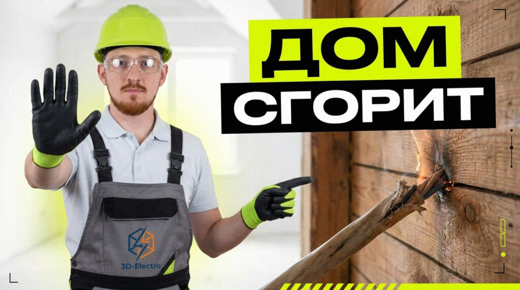    Открытая ретро-проводка на деревянной стене 3DElectro