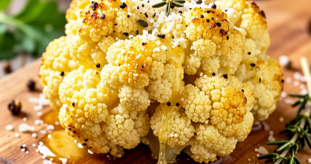 Запечённая цветная капуста с пармезаном и чесночным маслом