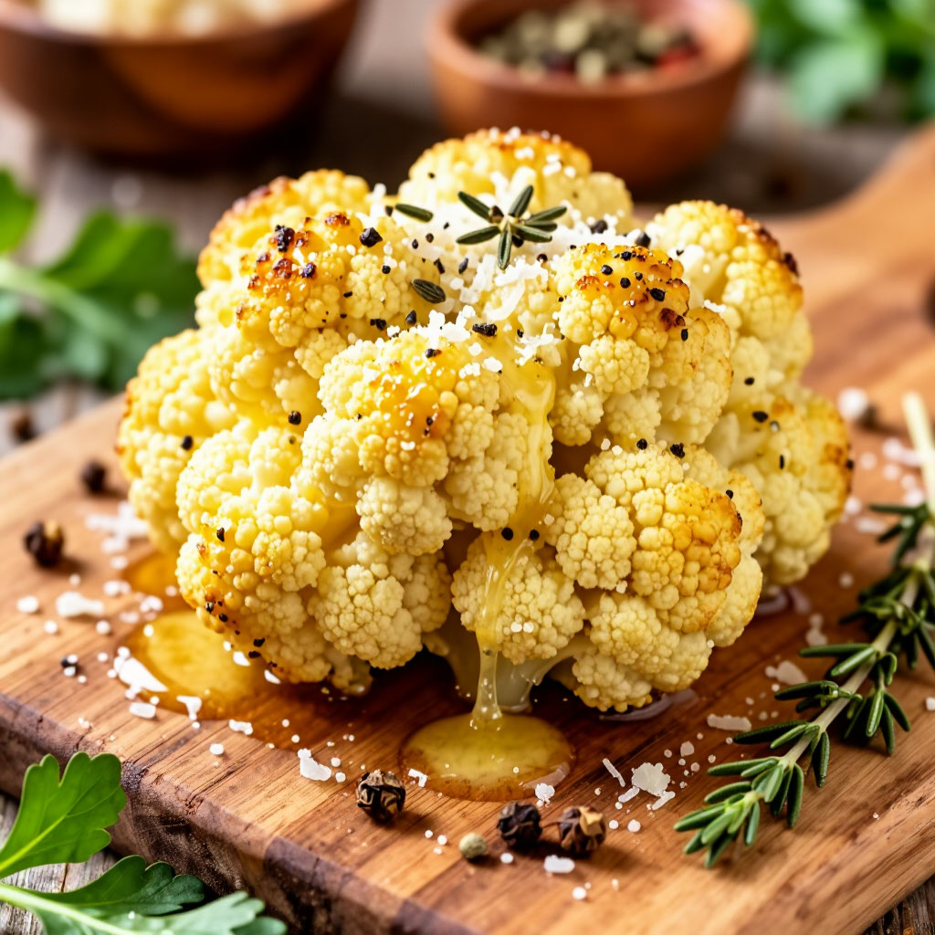 Запечённая цветная капуста с пармезаном и чесночным маслом