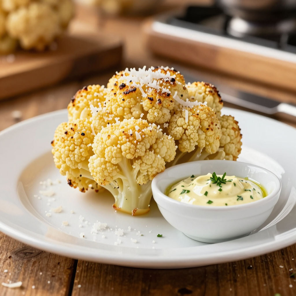 Запечённая цветная капуста с пармезаном и чесночным маслом