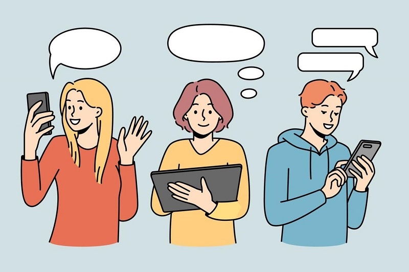 Картинка с интернета. https://www.vecteezy.com/vector-art/12983664-people-with-devices-communicate-online-users-with-modern-gadgets-talk-and-message-on-web-distant-communication-concept-vector-illustration