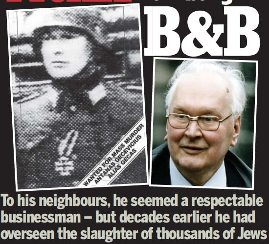 Нацистский преступник Антанас Гецявичюс. Из публикации в газете the Scottish Daily Mail, 2014 год. Фото: lechaim.ru