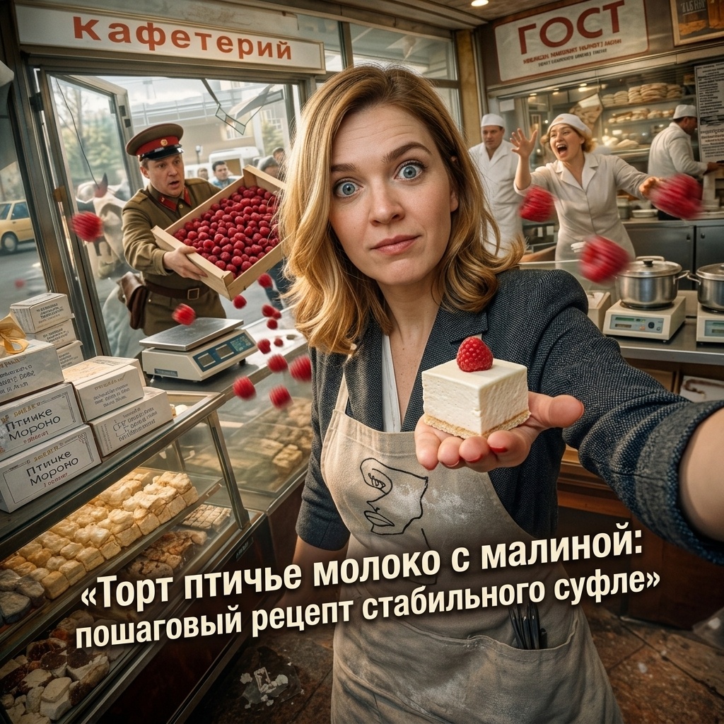    Торт «Птичье молоко» с малиной: нежное суфле и яркий ягодный вкус. admin