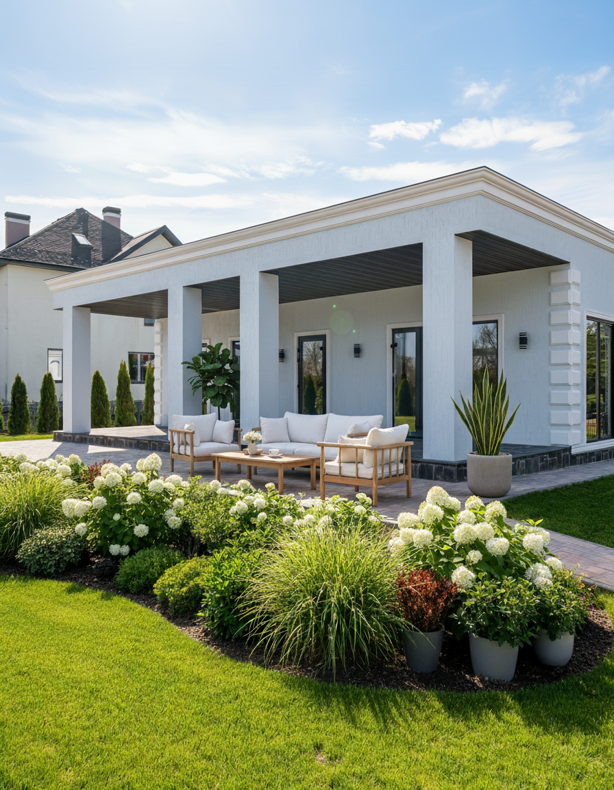 Дом из инновационного материала - полистиролбетона,  альтернатива клеенному брусу. Но не горит, не трескается, не требует ежегодных правок проемов для дверей и окон