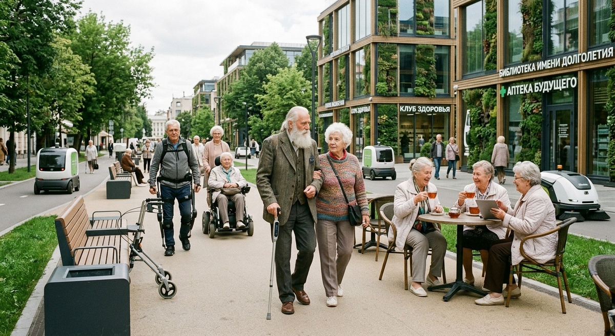 Мир красивых счастливых стариков в Москве через 50-70 лет