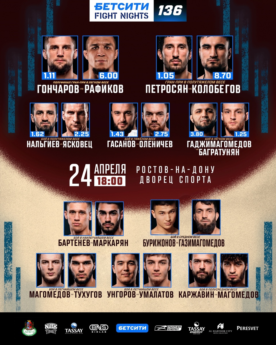     Полный кард турнира Бетсити Fight Nights 136